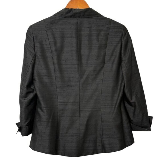Lafayette 148 New York Womens Black Silk Blazer 3-Snap 3/4 Sleeve Capsule Size 8 - Picture 2 of 7